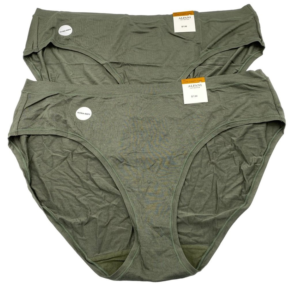 Alfani high cut Olive panties size 1X 2X 3X plus‎ size ultra soft Stretchy